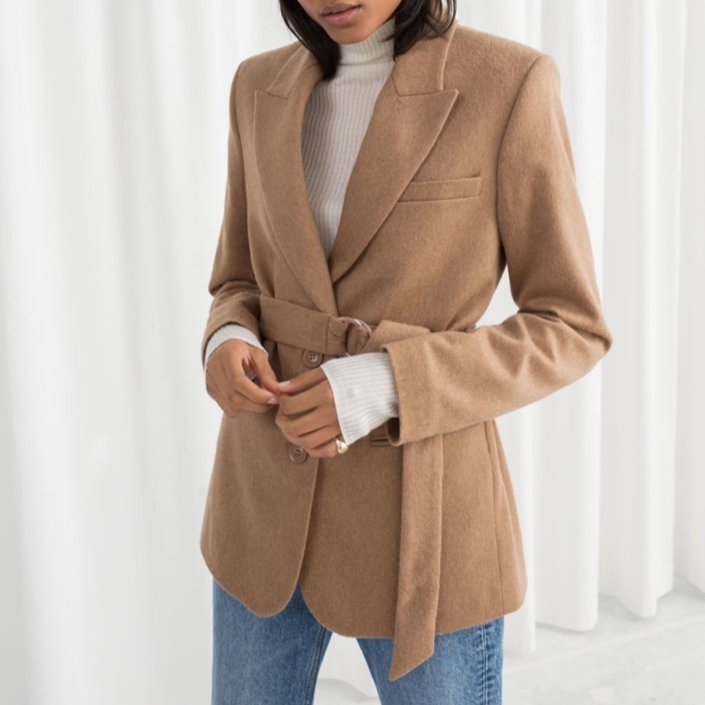 & Other Stories Belted Wool Blazer